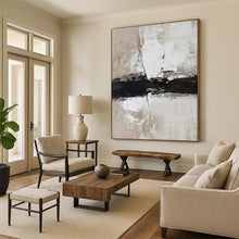 Load image into Gallery viewer, “Neutral Textures & Bold Black Stroke” Abstract Minimalist Painting on Canvas, Modern Wall Decor Essential DKH976