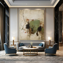 Load image into Gallery viewer, Green & Black Abstract Painting, Suited for Bohemian Living Room & Creative Workshop LargeART1462