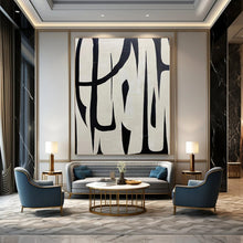 Load image into Gallery viewer, Bold Black - White Abstract Forms Abstract Canvas Painting, Perfect for Minimalist Gallery & Chic Office Reception LargeART1133