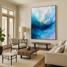 Load image into Gallery viewer, Impressionist Abstract Art, Color - Blended Fluid Painting for Coastal Bedroom & Relaxation Nook LargeART2250