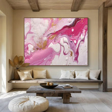 Load image into Gallery viewer, Pink Marble Dream Hand-Painted Abstract Acrylic Art for Girl’s Room Decor LargeART1617