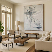 Load image into Gallery viewer, Oversized Black - Blue Linear Abstract Art for Modern Hallway & Art Gallery LargeART0469