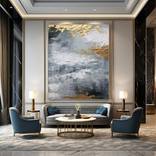 Load image into Gallery viewer, Gray & Gold Textured Abstract Canvas Painting 2, Great for Industrial - Chic Office & Modern Hallway LargeART1261
