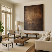 Load image into Gallery viewer, Hand - painted Massive Dark Brown Textured Abstract Acrylic Art for Rustic - Themed Lounges LargeART0097