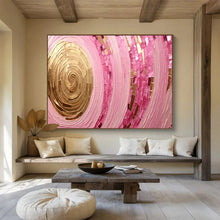 Load image into Gallery viewer, Hand - painted Pink and Gold Spiral Mosaic Acrylic Art for Glamorous Bedroom Interiors LargeART1707