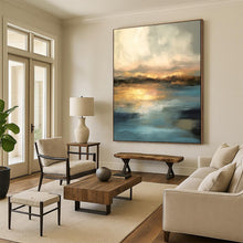 Load image into Gallery viewer, Golden - Hued Sunset Abstract Painting, Perfect for Relaxing Living Room & Romantic Bedroom LargeART1940