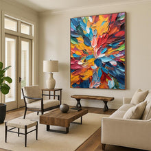Load image into Gallery viewer, Grand Hand - painted Textured Color Burst Flower Acrylic Art for Eclectic - Style Dining Nooks LargeART0236