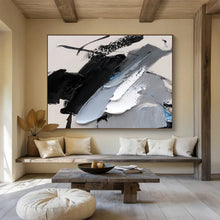 Load image into Gallery viewer, Bold Black and White Abstract Painting for Industrial Loft & Monochrome Gallery DKH310
