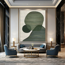 Load image into Gallery viewer, Large - Scale Hand - painted Green Overlapping Shapes Acrylic Art for Minimalist Living Rooms LargeART0164