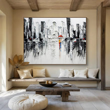 Load image into Gallery viewer, City Rain “Romantic Urban” Painting on Canvas, Impasto Cityscape Art DKH895