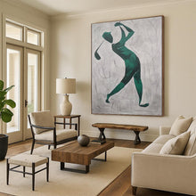 Load image into Gallery viewer, “Green Golfer Silhouette” - Minimalist Sports Art on Canvas DKH1561