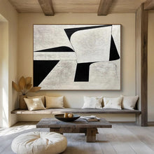 Load image into Gallery viewer, Abstract Painting on Canvas: Monochrome Geometric Abstraction - “Bold Simplicity” DKH582