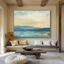 Load image into Gallery viewer, Soft Blue And Green Coastal Abstract Painting On Canvas DKH435