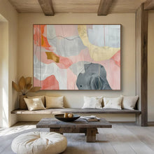 Load image into Gallery viewer, Hand - painted Large - sized Pink and Gray Abstract Shapes Acrylic Art for Contemporary Art Galleries LargeART1761