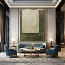 Load image into Gallery viewer, Large - Scale Hand - painted Linen and Ribbed Green Acrylic Art for Bohemian - Style Studies LargeART0219