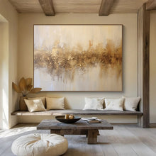Load image into Gallery viewer, Textured Gold & Beige Abstract - Sophisticated Living Room Art LargeART1538