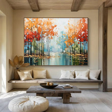Load image into Gallery viewer, Misty Autumn Forest Large - scale acrylic painting DLZ164