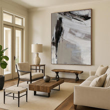Load image into Gallery viewer, “Minimalist Textured Abstract” - Grey, White, Black Abstract Art on Canvas DKH1304