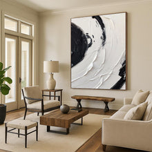 Load image into Gallery viewer, “Swirling Black and White Impasto” - Expressive Minimalist Art on Canvas DKH1677