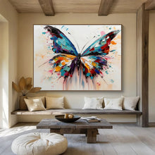 Load image into Gallery viewer, Hand - Painted Colorful Butterfly Impasto Acrylic Art for Vibrant Kid’s Room LargeART1642