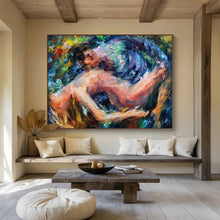 Load image into Gallery viewer, Hand - painted Colorful Embrace of Figures Acrylic Art for Romantic Living Room Walls LargeART1686