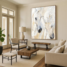 Load image into Gallery viewer, “Elegant White Horses” - Impressionistic Equine Art on Canvas DKH1641