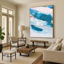 Load image into Gallery viewer, “Blue Rhythm” - Blue, white, pink with dynamic brushstrokes and black lines DTP151