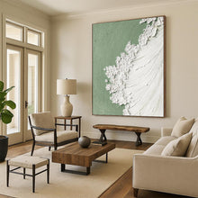 Load image into Gallery viewer, “Pale Green & Textured White” - Minimalist Abstract Art on Canvas DKH1502