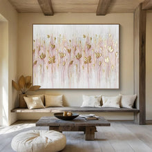 Load image into Gallery viewer, Golden Flowers “Delicate Blooms” Painting on Canvas, Elegant Floral Art DKH875