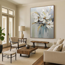 Load image into Gallery viewer, Impasto Abstract White Flower Art, Textured Bloom Painting for Minimalist Living Room & Serene Bedroom LargeART2201