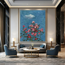 Load image into Gallery viewer, Blue Sky & Pink Roses Abstract Painting, Ideal for Romantic Bedroom & Cozy Garden Café LargeART1454