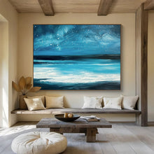 Load image into Gallery viewer, Deep Blue Starry Sea Abstract Art for Beach House & Meditation Space DKH104