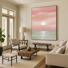 Load image into Gallery viewer, Impressionistic Sunset Art, Pink - Toned Serene Painting for Romantic Bedroom & Beach House Living Room LargeART2231
