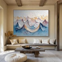 Load image into Gallery viewer, 3D Mountains “Pastel Peaks” Painting on Canvas, Serene Landscape Art DKH902