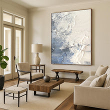 Load image into Gallery viewer, “Textured White and Blue Abstract Ice” - White, Blue, Grey Abstract Art on Canvas DKH1265