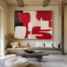 Load image into Gallery viewer, Hand - painted Large - scale Red, Black, and White Abstract Acrylic Art for Avant - Garde Bedrooms LargeART1802