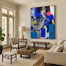 Load image into Gallery viewer, “Geometric Abstract in Blue, Gray, and Pink” – Modern Abstract Art with Clean Shapes DTP110