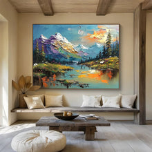 Load image into Gallery viewer, Mountain Landscape “Colorful Peaks” Painting on Canvas, Scenic Impasto Art DKH826