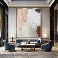 Load image into Gallery viewer, Textured White & Pink Abstract Painting, Ideal for Feminine Boudoir & Chic Café LargeART1437