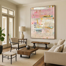 Load image into Gallery viewer, Pink and Gold Collage Abstract Painting, Ideal for Bohemian Bedroom & Luxury Spa Lounge LargeART1853