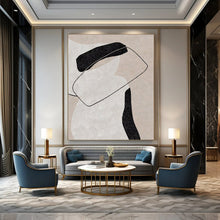 Load image into Gallery viewer, Abstract Figure with Black - White Shapes Abstract Canvas Painting, Great for Modern Bedroom & Art Gallery LargeART1141