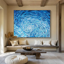 Load image into Gallery viewer, Blue Swirl Abstract Painting on Canvas - “Ocean Whirlpool” DKH789