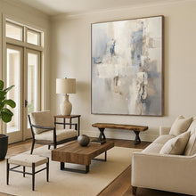 Load image into Gallery viewer, “Neutral Abstract with Blue Accents” - Beige, Grey, Blue Abstract Art on Canvas DKH1249