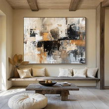 Load image into Gallery viewer, Hand - painted Neutral Tones Abstract Composition Acrylic Art for Serene Spa Waiting Areas LargeART1717