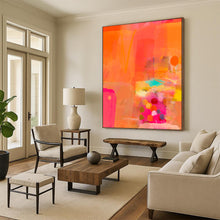 Load image into Gallery viewer, Energetic Bright Orange Abstract Collage, Ideal for Modern Fitness Studio & Bold Retail Space LargeART2002