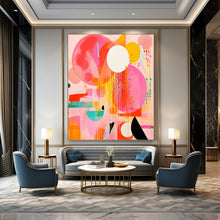 Load image into Gallery viewer, Bold Color Circles and Drips Abstract Canvas Painting, Ideal for Modern Playroom & Artistic Café LargeART1181