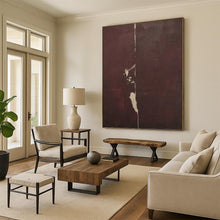 Load image into Gallery viewer, “Dark Tonal Split” - Maroon, Beige Abstract Art on Canvas DKH1149