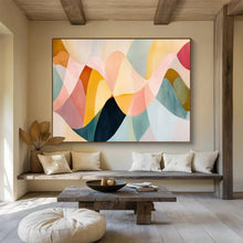 Load image into Gallery viewer, Hand - painted Pastel Wavy Shapes Collage Acrylic Art for Cheerful Nursery Decor LargeART1694