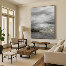 Load image into Gallery viewer, Oversized Gray - Gold Abstract Landscape Acrylic for Luxury Bedroom & Sophisticated Office LargeART0345
