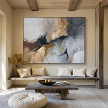Load image into Gallery viewer, Gray Gold Black Contrast Abstract Painting DKH518
